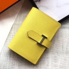 Hermes Bearn Mini Wallet In Yellow Epsom Leather Hermes Bearn Mini Wallet In Yellow Epsom Leather
