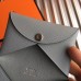 Hermes Calvi Card Holder In Blue Lin Epsom Leather