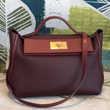 Hermes 24/24 29 Bag In Bordeaux Clemence Calfskin Hermes 24/24 29 Bag In Bordeaux Clemence Calfskin
