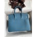 Hermes Birkin 25 Handmade Bag In Blue Jean Clemence Leather Hermes Birkin 25 Handmade Bag In Blue Jean Clemence Leather