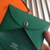 Hermes Calvi Card Holder In Green Epsom Leather