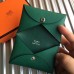 Hermes Calvi Card Holder In Green Epsom Leather