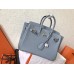 Hermes Birkin 25 Handmade Bag In Blue Lin Clemence Leather Hermes Birkin 25 Handmade Bag In Blue Lin Clemence Leather