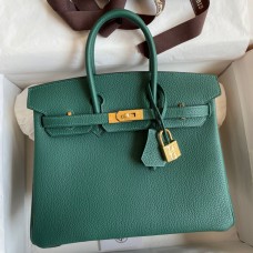 Hermes Birkin 25 Handmade Bag In Malachite Clemence Leather Hermes Birkin 25 Handmade Bag In Malachite Clemence Leather