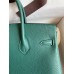 Hermes Birkin 25 Handmade Bag In Malachite Clemence Leather Hermes Birkin 25 Handmade Bag In Malachite Clemence Leather