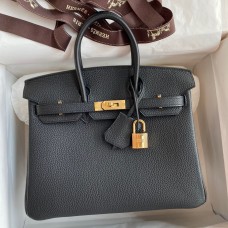 Hermes Birkin 25 Handmade Bag In Black Clemence Leather Hermes Birkin 25 Handmade Bag In Black Clemence Leather