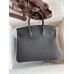 Hermes Birkin 25 Handmade Bag In Black Clemence Leather Hermes Birkin 25 Handmade Bag In Black Clemence Leather