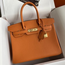 Hermes Birkin 25 Handmade Bag In Orange Clemence Leather Hermes Birkin 25 Handmade Bag In Orange Clemence Leather