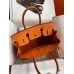 Hermes Birkin 25 Handmade Bag In Orange Clemence Leather Hermes Birkin 25 Handmade Bag In Orange Clemence Leather