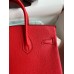 Hermes Birkin 25 Handmade Bag In Red Clemence Leather Hermes Birkin 25 Handmade Bag In Red Clemence Leather