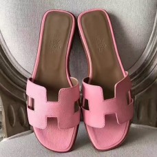 Hermes Oran Sandals In Pink Epsom Leather Hermes Oran Sandals In Pink Epsom Leather