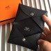 Hermes Calvi Card Holder In Black Epsom Leather