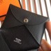 Hermes Calvi Card Holder In Black Epsom Leather
