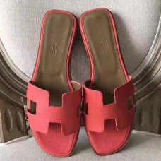 Hermes Oran Sandals In Rose Azalee Epsom Leather Hermes Oran Sandals In Rose Azalee Epsom Leather