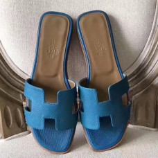 Hermes Oran Sandals In Turquoise Epsom Leather Hermes Oran Sandals In Turquoise Epsom Leather