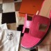 Hermes Oran Sandals In Rose Red Lizard Leather