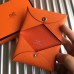 Hermes Calvi Card Holder In Orange Epsom Leather