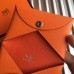 Hermes Calvi Card Holder In Orange Epsom Leather