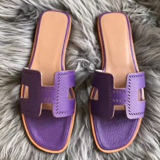Hermes Oran Perforated Sandals In Purple Epsom Leather Hermes Oran Perforated Sandals In Purple Epsom Leather