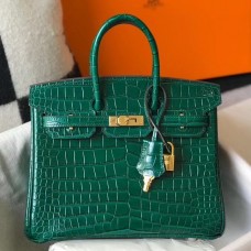 Hermes Birkin 25cm Bag In Green Embossed Crocodile Leather Hermes Birkin 25cm Bag In Green Embossed Crocodile Leather