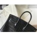 Hermes Birkin 25cm Bag In Black Embossed Crocodile Leather Hermes Birkin 25cm Bag In Black Embossed Crocodile Leather