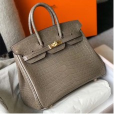 Hermes Birkin 25cm Bag In Taupe Embossed Crocodile Leather Hermes Birkin 25cm Bag In Taupe Embossed Crocodile Leather