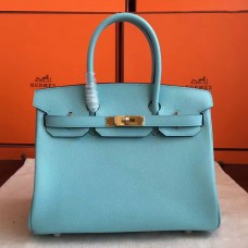 Hermes Birkin 25 Handmade Bag In Blue Atoll Epsom Calfskin Hermes Birkin 25 Handmade Bag In Blue Atoll Epsom Calfskin