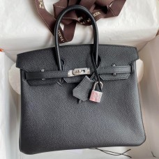 Hermes Birkin 25 Handmade Bag In Black Epsom Calfskin Hermes Birkin 25 Handmade Bag In Black Epsom Calfskin