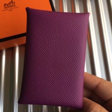 Hermes Calvi Card Holder In Purple Epsom Leather Hermes Calvi Card Holder In Purple Epsom Leather