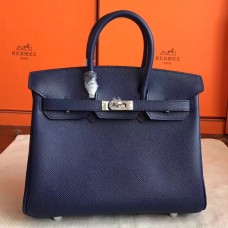 Hermes Birkin 25 Handmade Bag In Sapphire Epsom Calfskin Hermes Birkin 25 Handmade Bag In Sapphire Epsom Calfskin