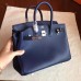 Hermes Birkin 25 Handmade Bag In Sapphire Epsom Calfskin Hermes Birkin 25 Handmade Bag In Sapphire Epsom Calfskin