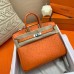 Hermes Birkin 25 Handmade Bag In Orange Ostrich Leather Hermes Birkin 25 Handmade Bag In Orange Ostrich Leather