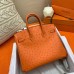 Hermes Birkin 25 Handmade Bag In Orange Ostrich Leather Hermes Birkin 25 Handmade Bag In Orange Ostrich Leather