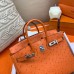 Hermes Birkin 25 Handmade Bag In Orange Ostrich Leather Hermes Birkin 25 Handmade Bag In Orange Ostrich Leather
