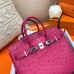 Hermes Birkin 25 Handmade Bag In Rose Red Ostrich Leather Hermes Birkin 25 Handmade Bag In Rose Red Ostrich Leather