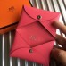 Hermes Calvi Card Holder In Rose Azalee Epsom Leather