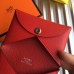 Hermes Calvi Card Holder In Red Epsom Leather