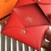 Hermes Calvi Card Holder In Red Epsom Leather