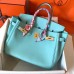 Hermes Birkin 30 Handmade Bag In Blue Atoll Clemence Leather Hermes Birkin 30 Handmade Bag In Blue Atoll Clemence Leather