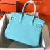 Hermes Birkin 30 Handmade Bag In Blue Atoll Clemence Leather Hermes Birkin 30 Handmade Bag In Blue Atoll Clemence Leather