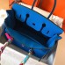 Hermes Birkin 30 Handmade Bag In Blue Clemence Leather Hermes Birkin 30 Handmade Bag In Blue Clemence Leather