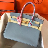 Hermes Birkin 30 Handmade Bag In Blue Lin Clemence Leather Hermes Birkin 30 Handmade Bag In Blue Lin Clemence Leather