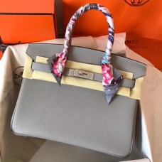 Hermes Birkin 30 Handmade Bag In Pearl Grey Clemence Leather Hermes Birkin 30 Handmade Bag In Pearl Grey Clemence Leather