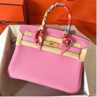 Hermes Birkin 30 Handmade Bag In Pink Clemence Leather Hermes Birkin 30 Handmade Bag In Pink Clemence Leather