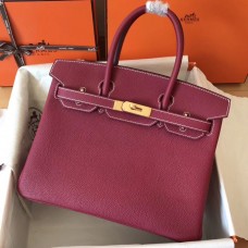Hermes Birkin 30 Handmade Bag In Ruby Clemence Leather Hermes Birkin 30 Handmade Bag In Ruby Clemence Leather