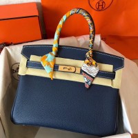 Hermes Birkin 30 Handmade Bag In Navy Blue Clemence Leather Hermes Birkin 30 Handmade Bag In Navy Blue Clemence Leather