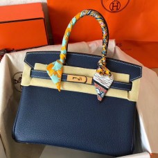 Hermes Birkin 30 Handmade Bag In Navy Blue Clemence Leather Hermes Birkin 30 Handmade Bag In Navy Blue Clemence Leather