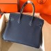 Hermes Birkin 30 Handmade Bag In Navy Blue Clemence Leather Hermes Birkin 30 Handmade Bag In Navy Blue Clemence Leather