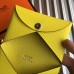 Hermes Calvi Card Holder In Yellow Epsom Leather