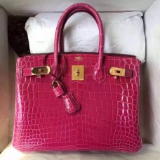 Hermes Birkin 30 Bag In Rose Red Crocodile Niloticus Shiny Skin Hermes Birkin 30 Bag In Rose Red Crocodile Niloticus Shiny Skin
